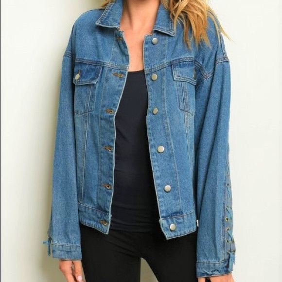 NWT Lace me up Denim Jacket - Picture 2 of 2